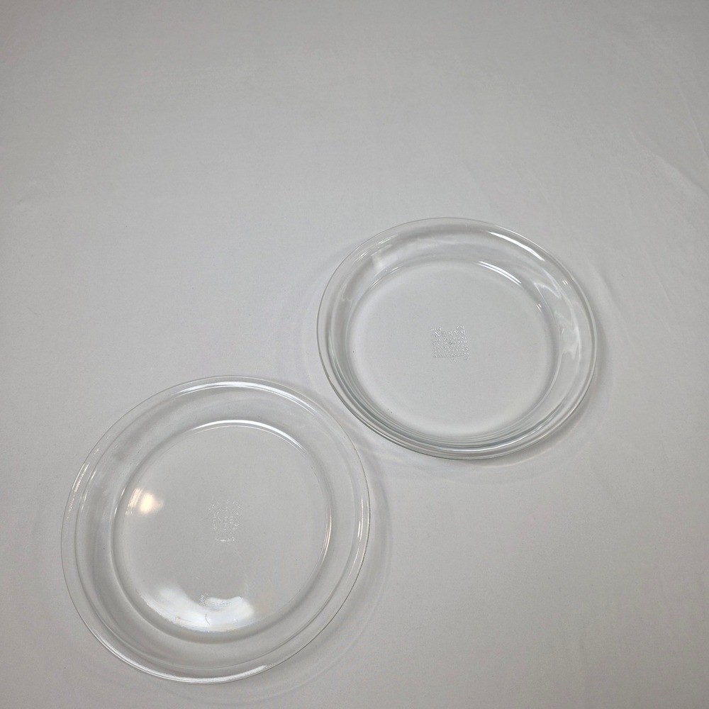 Pyrex Pie Plate Set‎ 2 9 Inch Clear Glass 209 Vintage Bakeware Round Oven Safe